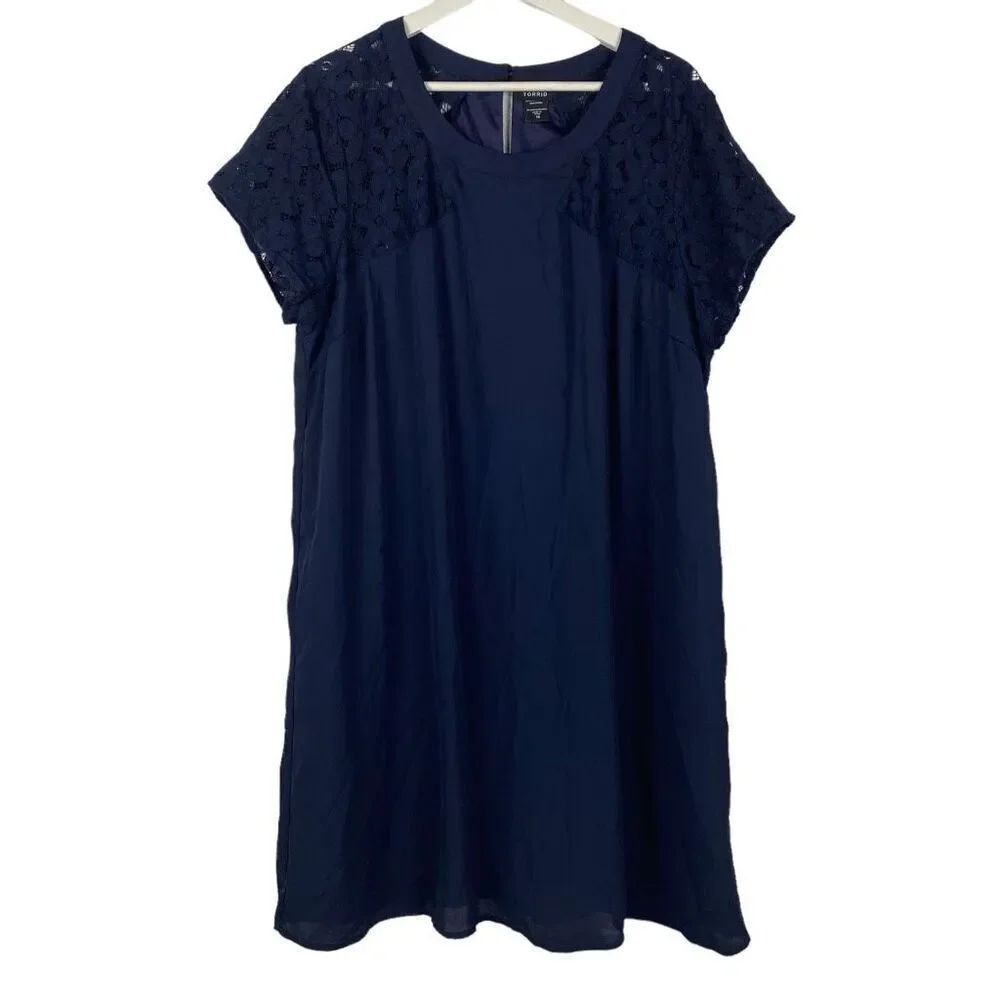 Torrid Lace Inset Navy Shift Dress size 16
